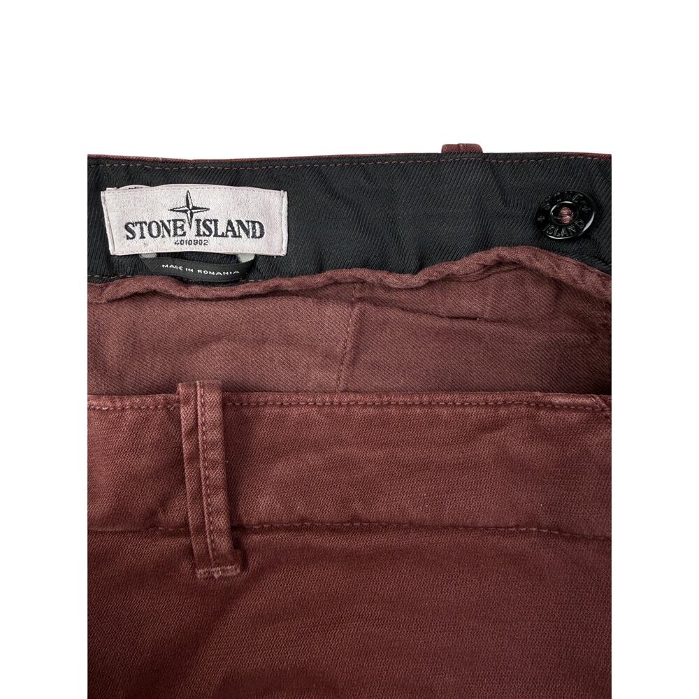 STONE ISLAND Chino Slim Fit Pants Type SK Size 34 Washed Maroon - Picture 5 of 9